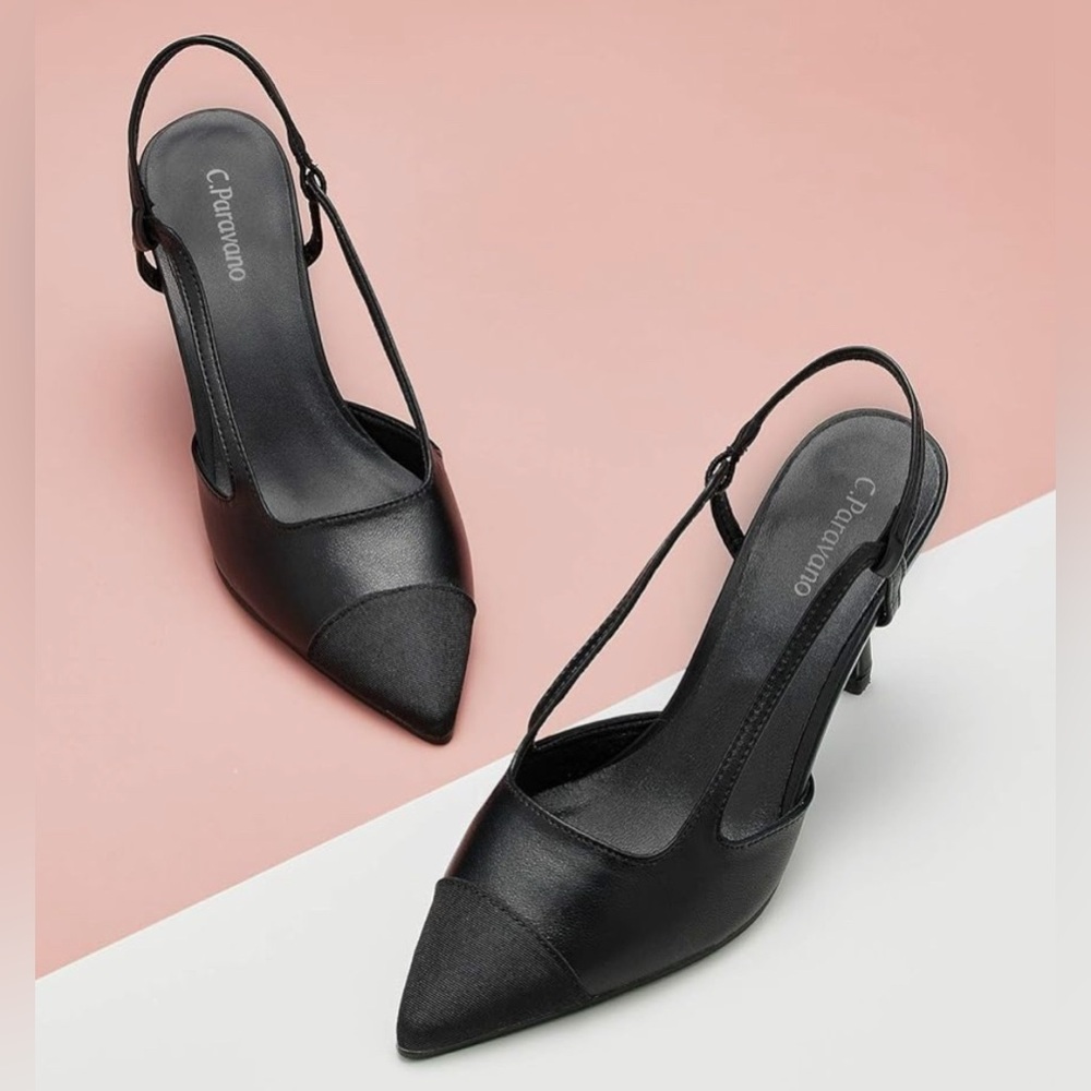 C.Paravano Pointed Toe Slingback Comfort Heel Perfect Casual Business Party Date